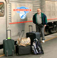 Our luggage next to Pacific  Parlor Car ready to board the Amtrak Coast Starlight