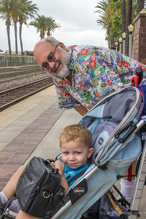 First train trip for Evan.  At this point he is not sure about the guy with the camera!