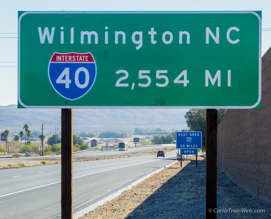 I-40 starts in Barstow, California where I took this photo with the end of I-40 in Wilmington, North Carolina.  We followed I-40 all the way to Knoxville, Tennessee