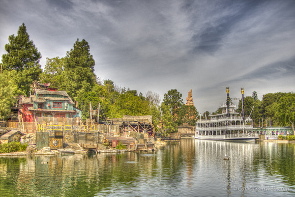 HDR of Tom Sawyer's Island and Mark Twain Riverboat.