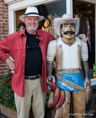 Later in the day, we walked through downtown and at the Frustrated Cowboy, Sue shot a photo of me and Jose.