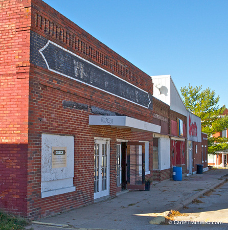 The Green Theatre, La Plata, Missouri was used in 1937 for the celebration of the opening of the Post Office across the intersection.