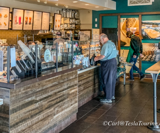 Starbucks at a Tesla Supercharger on the way to Corvallis, Oregon, for Winterrail 2022