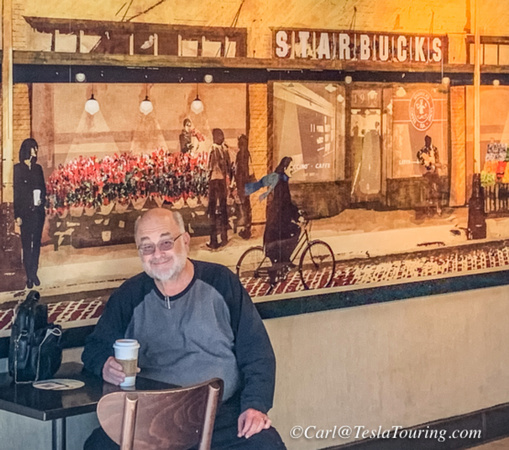 Starbucks at a Tesla Supercharger on the way to Corvallis, Oregon, for Winterrail 2022