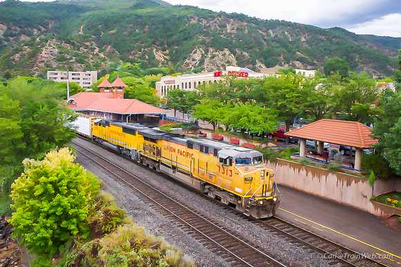 Denver Hotel and Amtrak Station on Union Pacific tracks in Glenwood Springs, Colorado