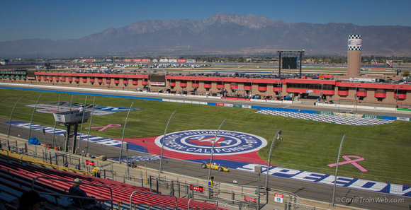 I moved higher, over the fence for an overall shot of the Fontana AAA Speedway.